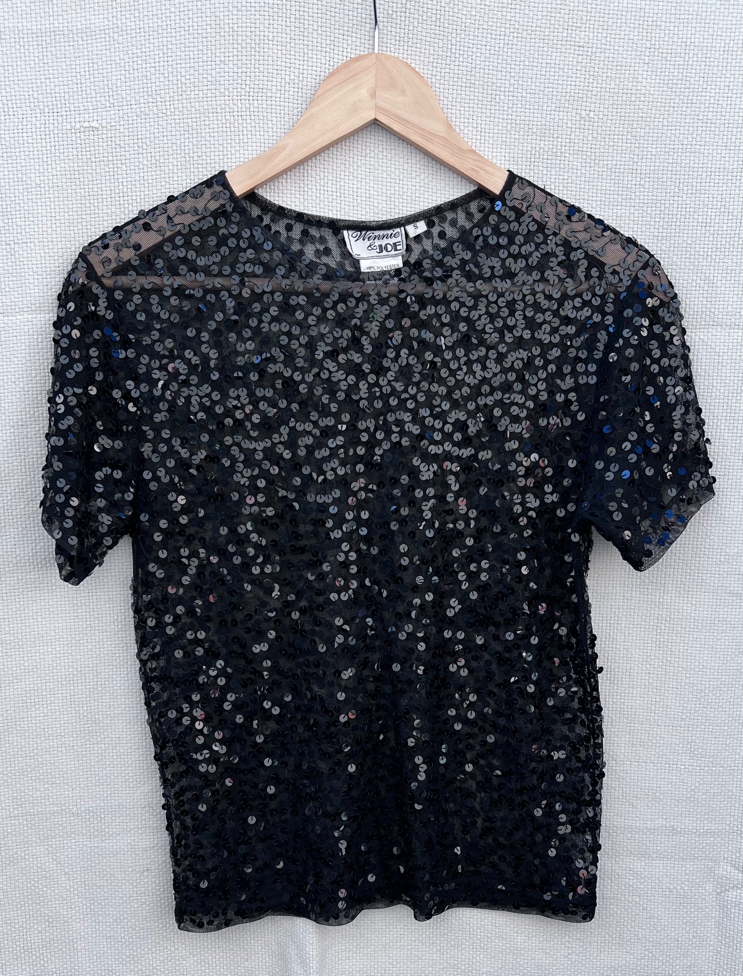 Vintage Sheer Black Sequin Shirt