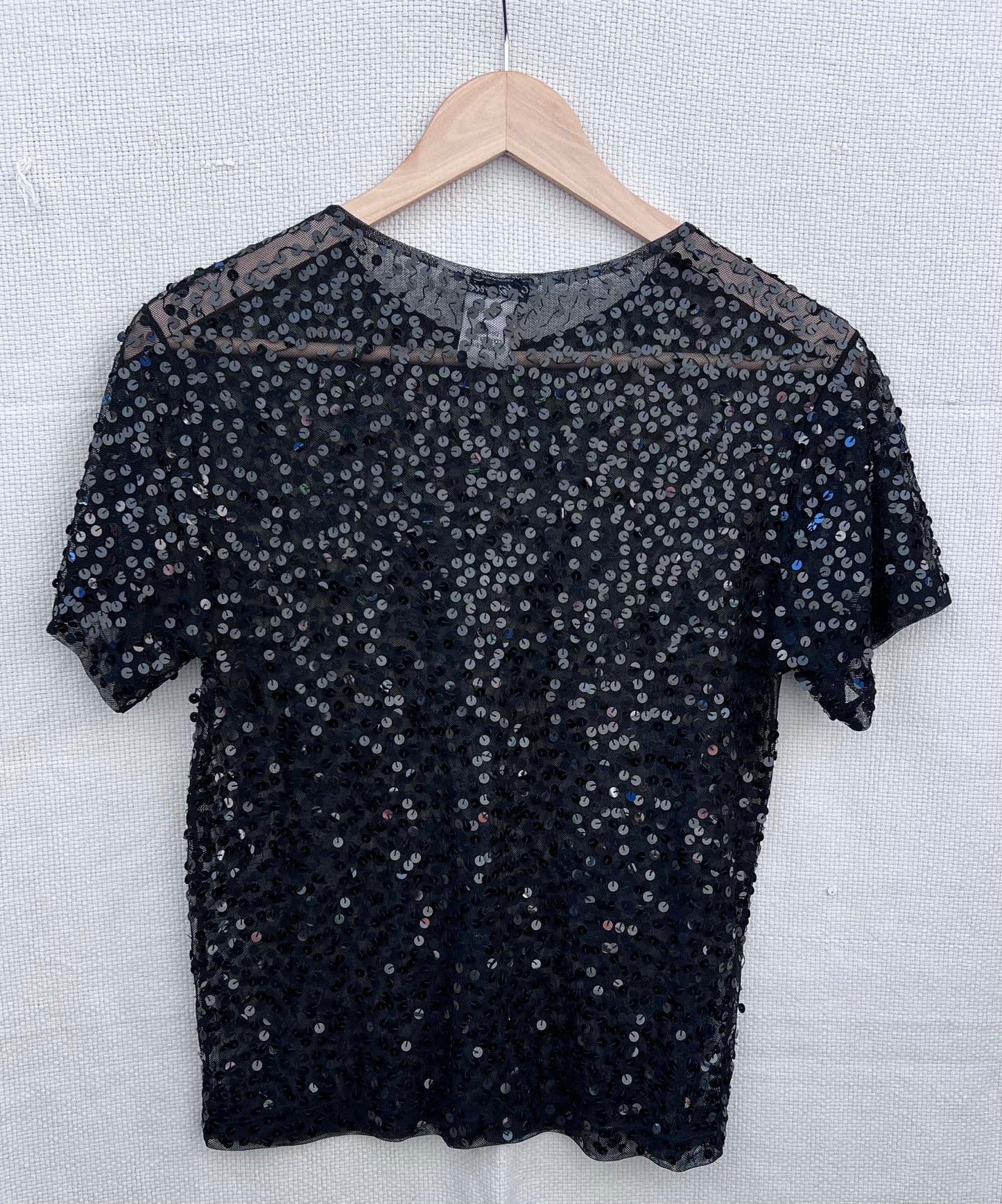 Vintage Sheer Black Sequin Shirt