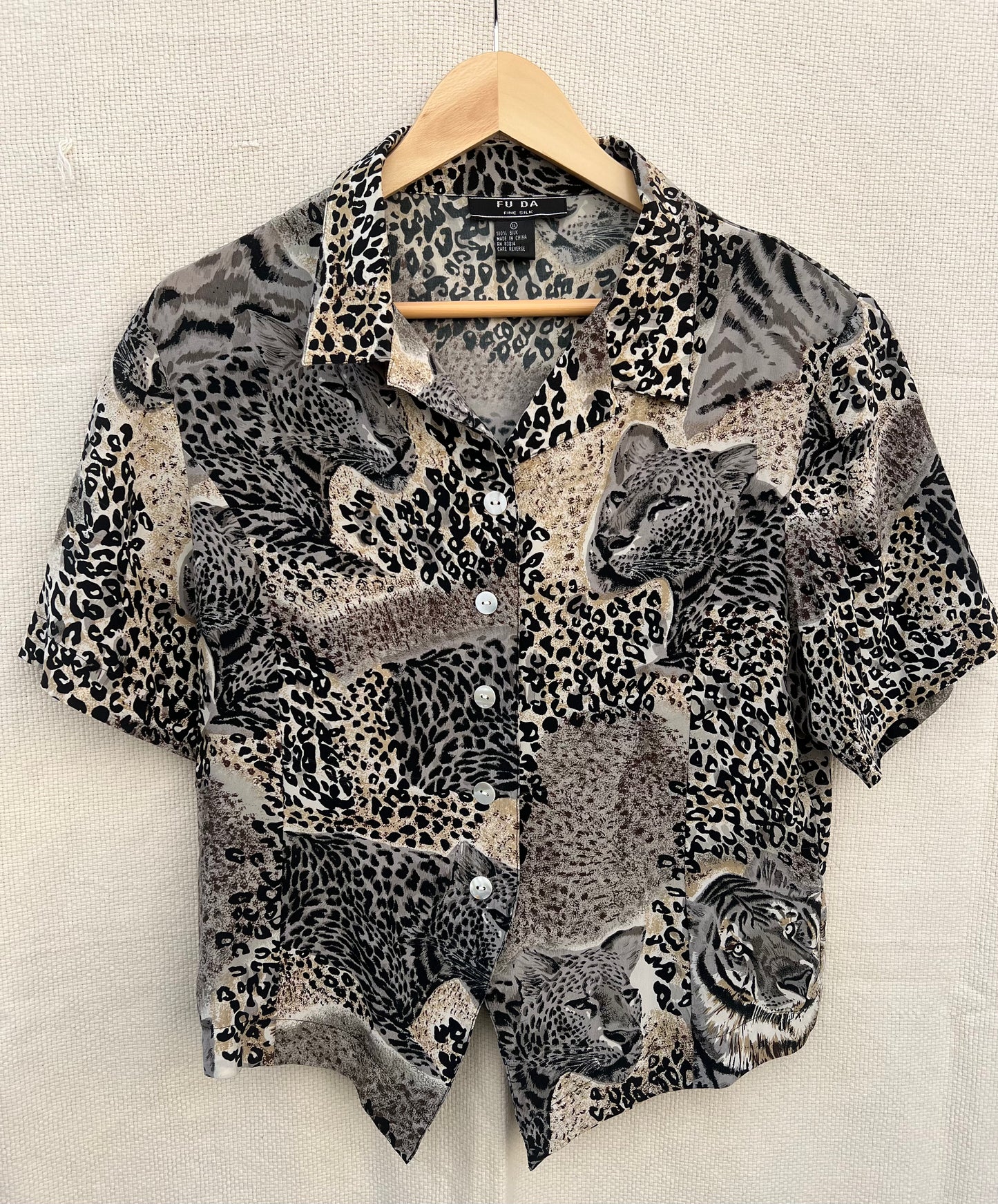 Vintage Silk Leopard Print Shirt