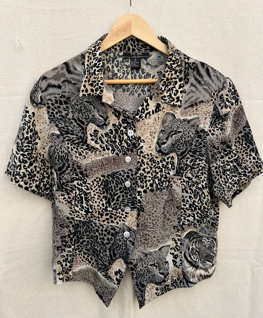 Vintage Silk Leopard Print Shirt
