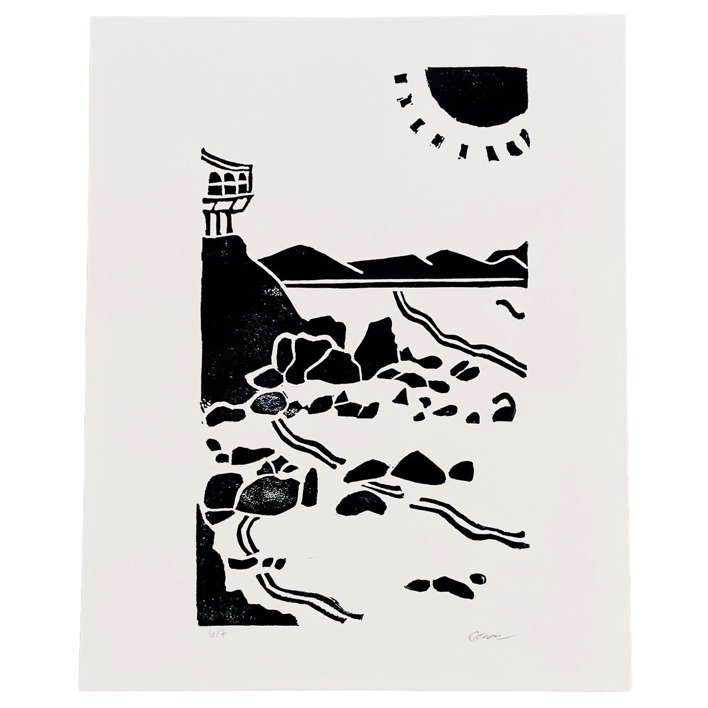 seaside print: black