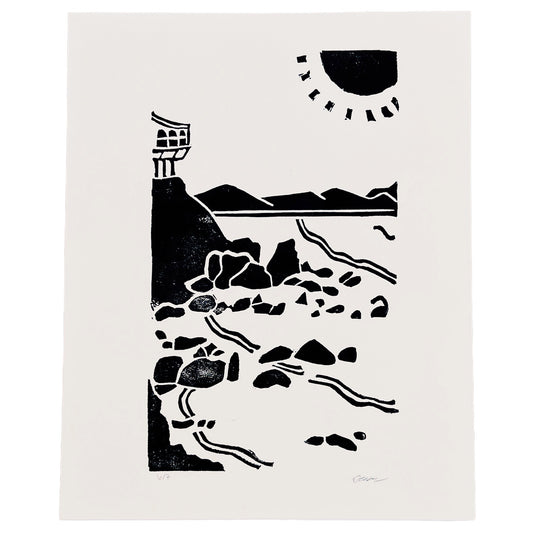 seaside print: black