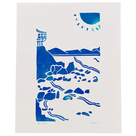 seaside print: blue